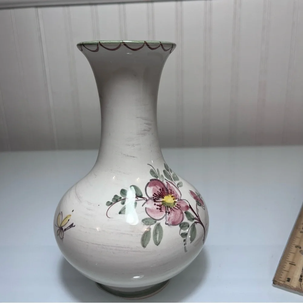 VTG Dumler & Breiden 121 Vase West German Pottery MCM Fat Lava Floral Butterfly